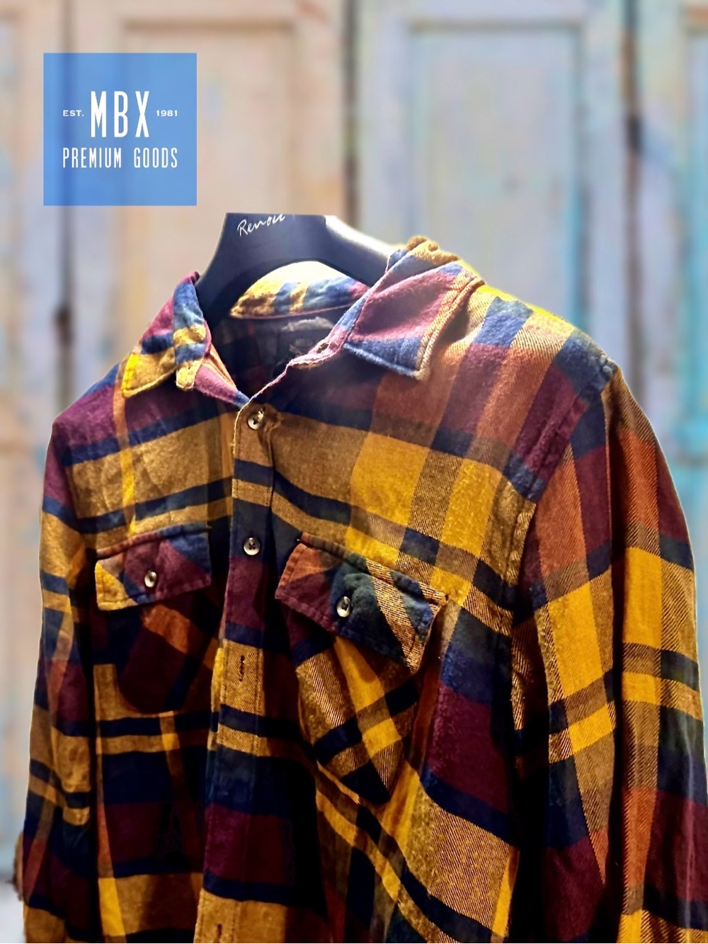 MBX Premium Men's Plaid Flannel Mustard & Burgundy